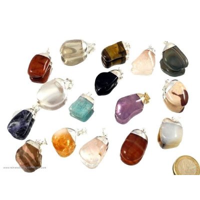 Ciondolo in pietra martellata - Cappuccio in oro / argento 25 pezzi