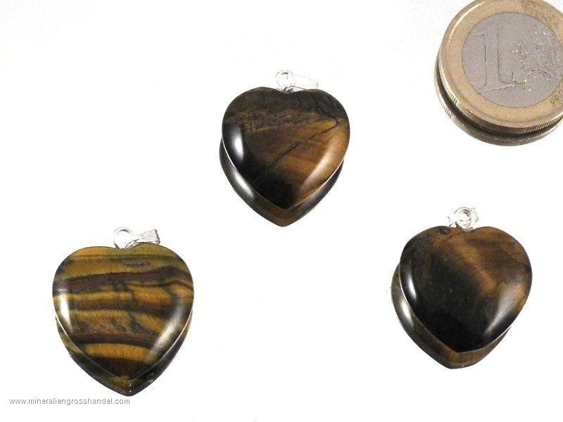 Ciondolo cuore occhio di tigre 20 mm - 10 pezzi