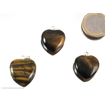 Ciondolo cuore occhio di tigre 20 mm - 10 pezzi