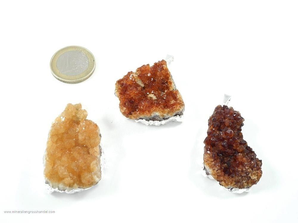 Citrino Ciondolo di cristallo drusen argento/ oro