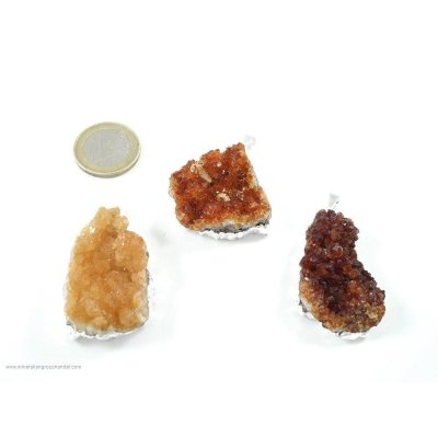 Citrino Ciondolo di cristallo drusen argento/ oro