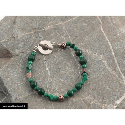 Bracciale in malachite con elementi in argento