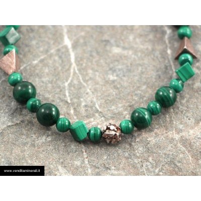 Bracciale in malachite con elementi in argento
