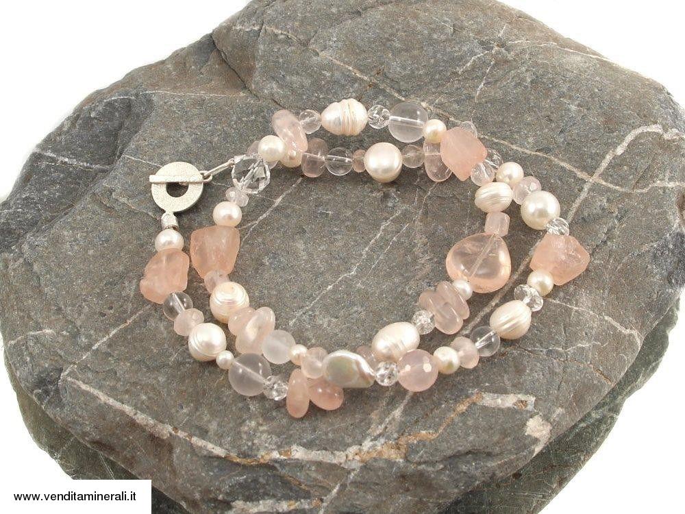 Collana in quarzo rosa sfaccettata