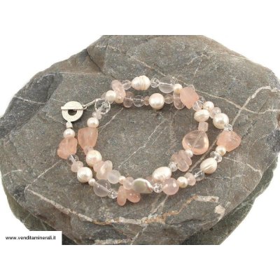 Collana in quarzo rosa sfaccettata