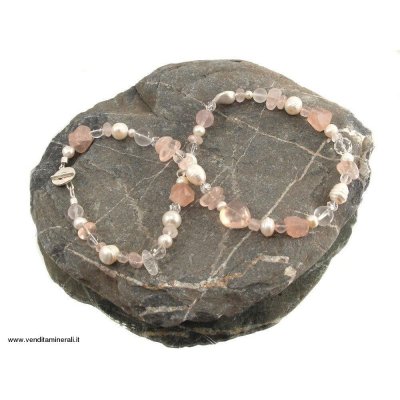 Collana in quarzo rosa sfaccettata