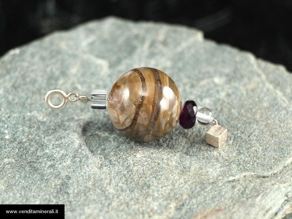 Diaspro al cappuccino con ametista e strass