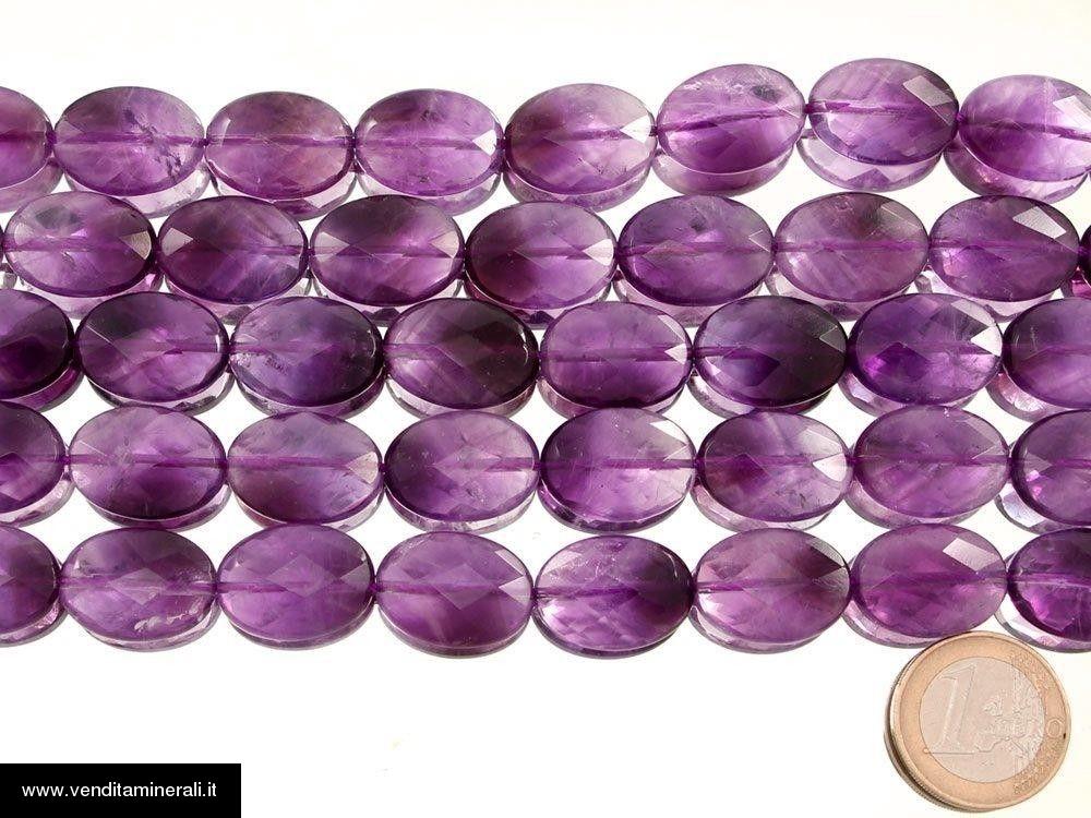 Filo di catena con ellissi sfaccettate di ametista