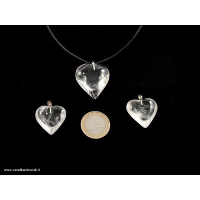 Cuore in cristallo di rocca con naso argento - 1 pezzo