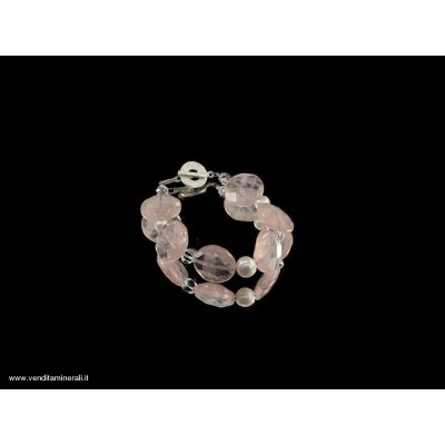 Bracciale al quarzo rosa con perle