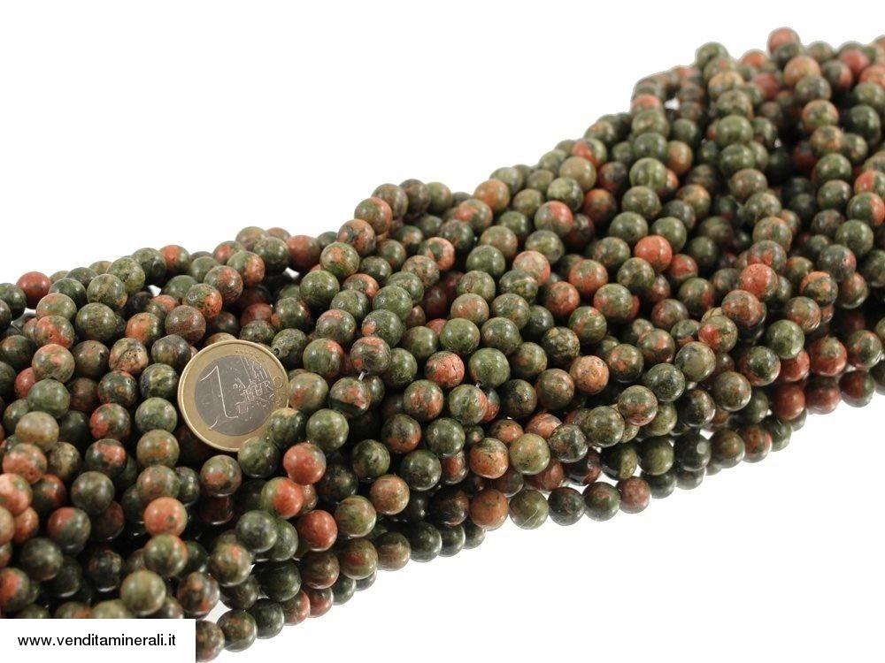 Unakite / Epidoto da 8 mm con catena a sfera