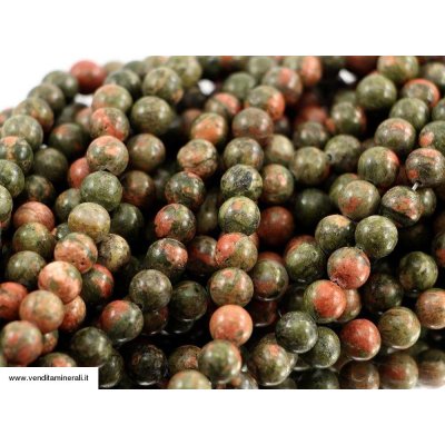 Unakite / Epidoto da 8 mm con catena a sfera
