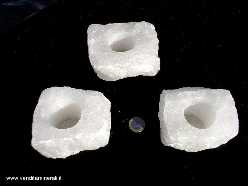 Tealight di pietra grezza di cristallo di rocca