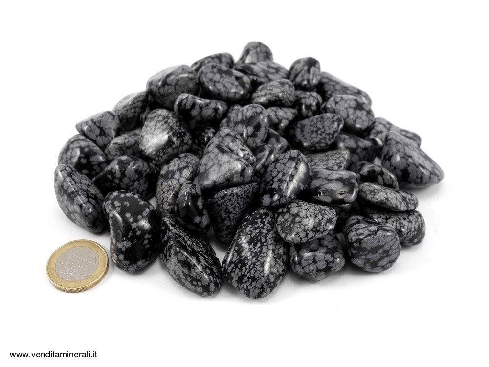 Ciottoli d'ossidiana fiocco di neve - 0,5 kg