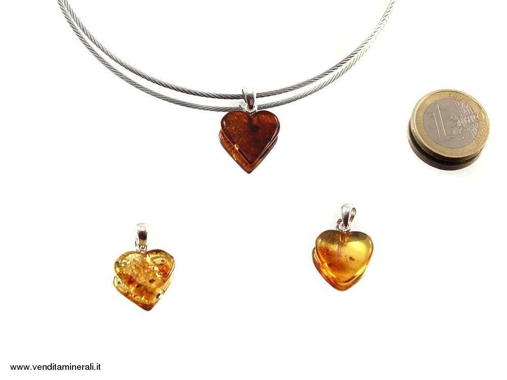 Cuore d'ambrato con argento 925