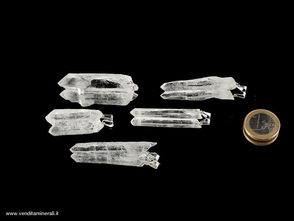 Ciondolo in cristallo laser con canna argentata