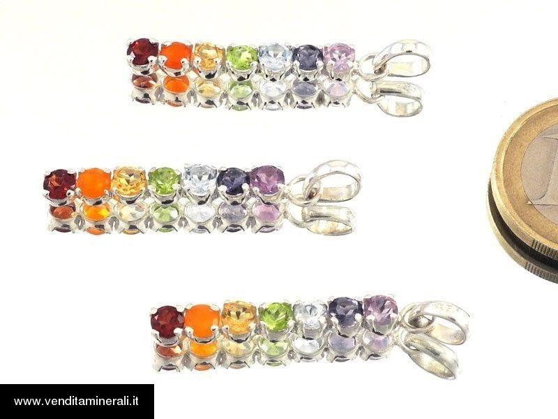 Ciondolo con pietre sfaccettate multicolore - argento 925