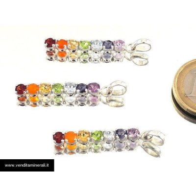Ciondolo con pietre sfaccettate multicolore - argento 925