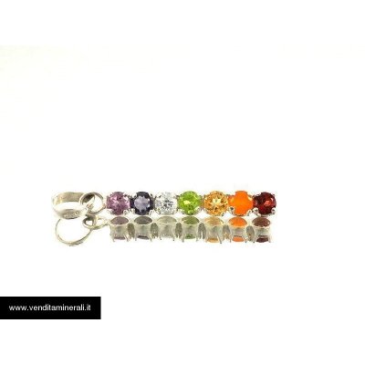 Ciondolo con pietre sfaccettate multicolore - argento 925