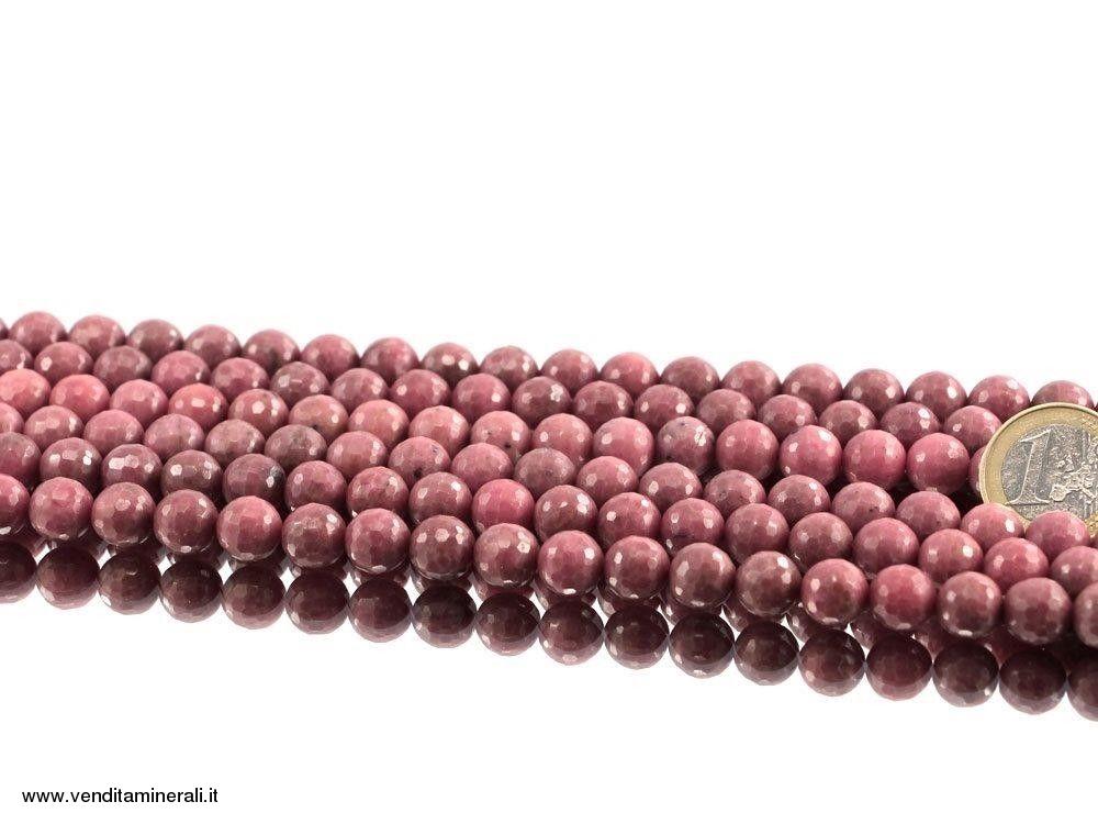 Filo in catena di rodonite sfaccettato da 10 mm