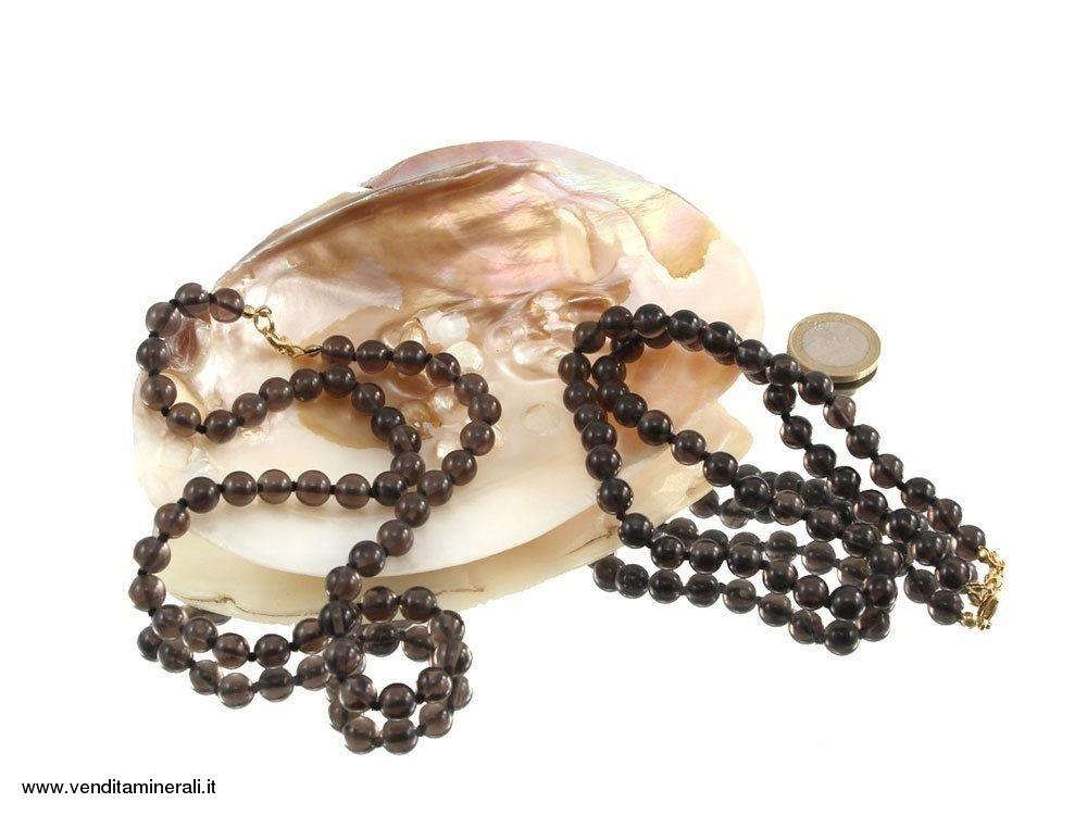 Catena a sfera in ossidiana a stecca 8 mm / 50 cm