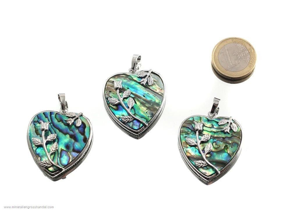 Ciondolo cuore di abalone 'rosa'