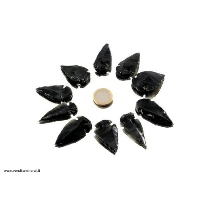 Punta di freccia / punta di lancia in Ossidiana - 10 pezzi