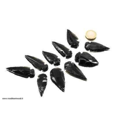 Punta di freccia / punta di lancia in Ossidiana - 10 pezzi