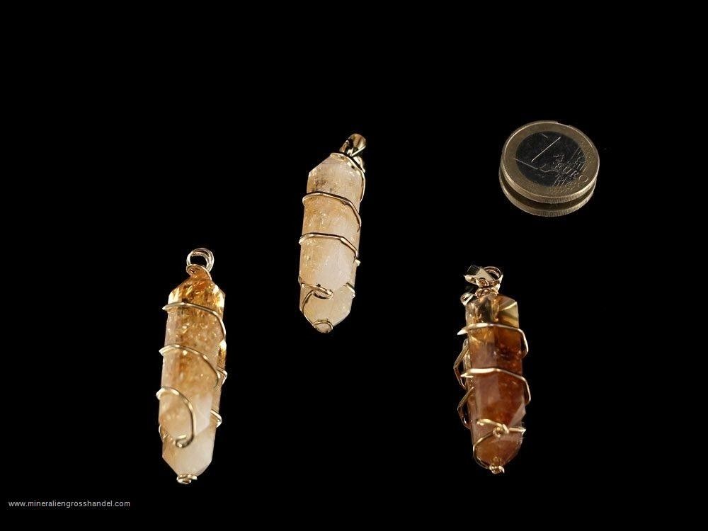 Ciondolo doppio citrino con spirale