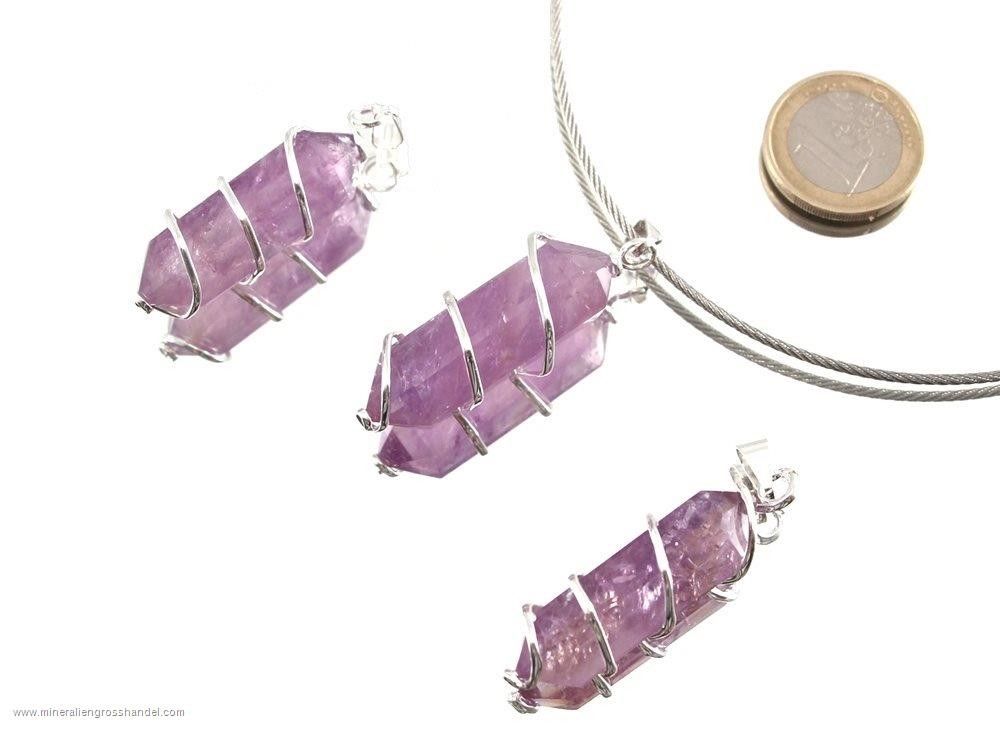 Doppio pendente in ametista con spirale