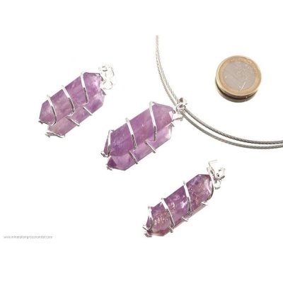 Doppio pendente in ametista con spirale