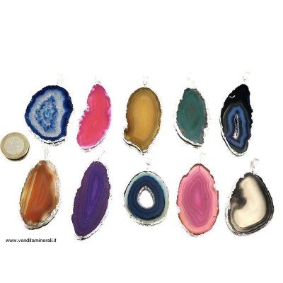 Agata ciondolo 10 pezzi bordo in argento