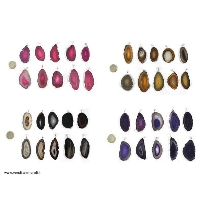 Agata ciondolo 10 pezzi bordo in argento