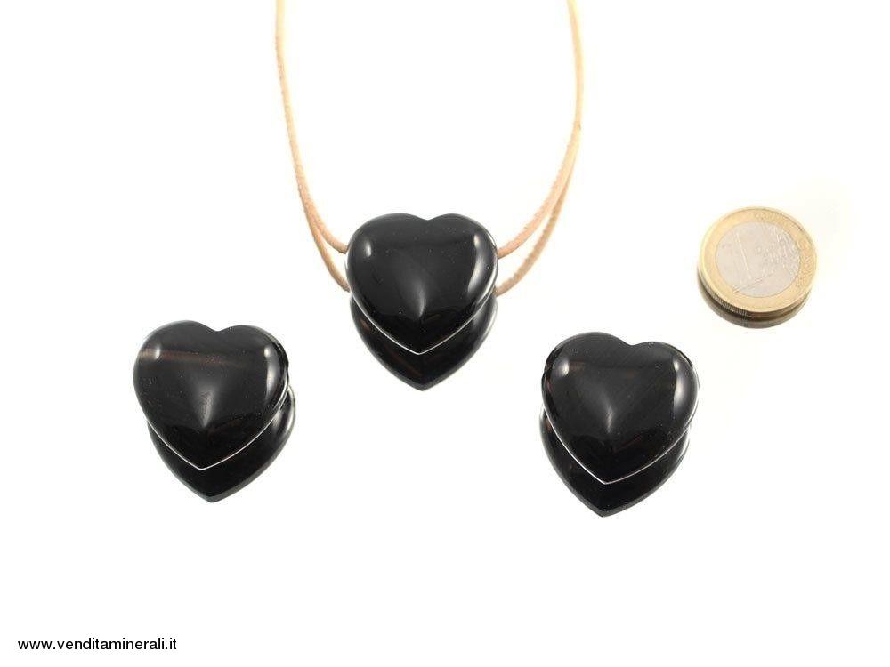Cuore di ossidiana lamellare con foro