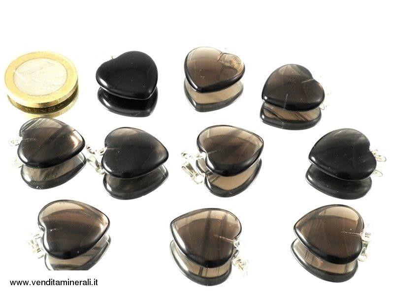 Cuore di ossidiana lamellare con argento - 10 pezzi