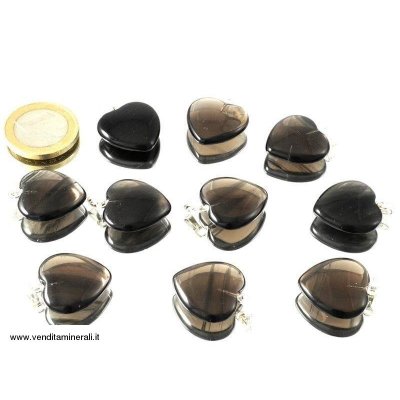 Cuore di ossidiana lamellare con argento - 10 pezzi