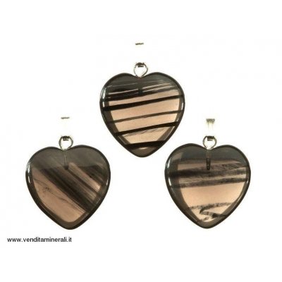 Cuore di ossidiana lamellare con argento - 10 pezzi