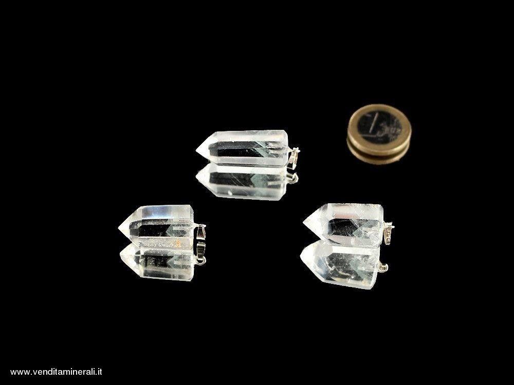 Pendente in quarzo con anima argentata