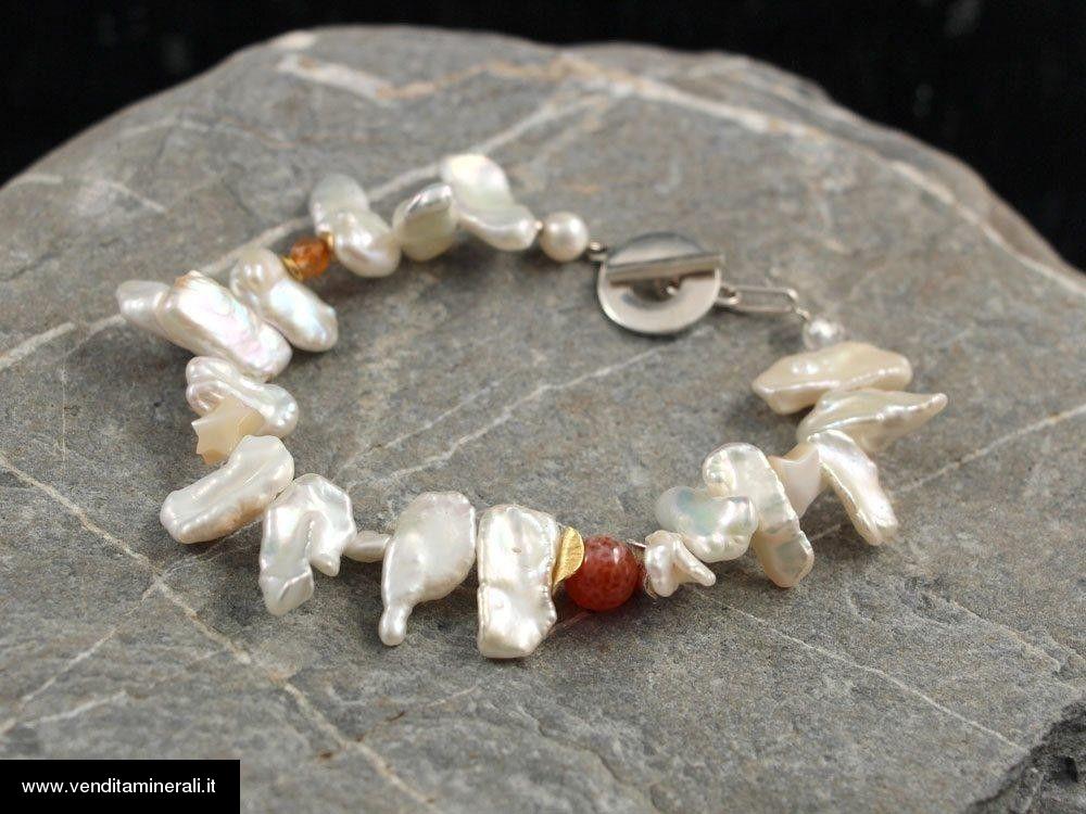 Perle d'acqua dolce con corniola