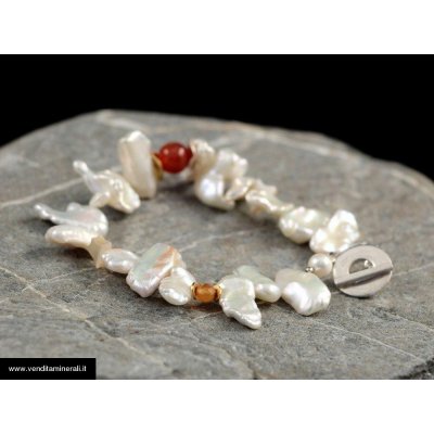 Perle d'acqua dolce con corniola