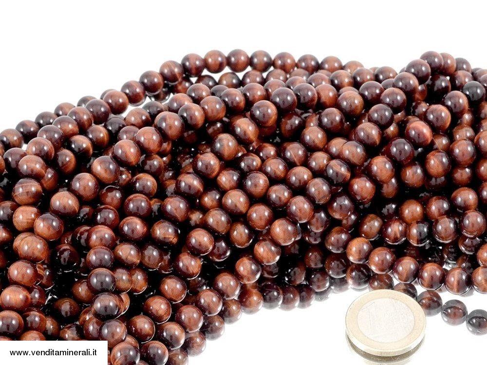 Filo catena a maglie rosse occhi di tigre da 8 mm