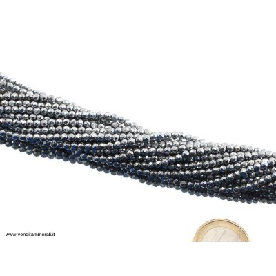 Ematite sfaccettata con contenitore platinizzato 3 mm