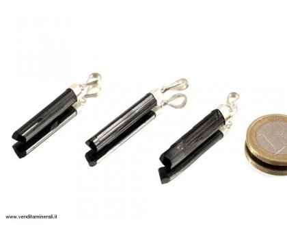 Ciondolo In Tormalina Nera Lucidata 2-3 Cm - Con Tappo In Argento 925, Pietra Preziosa Naturale - Foto 1
