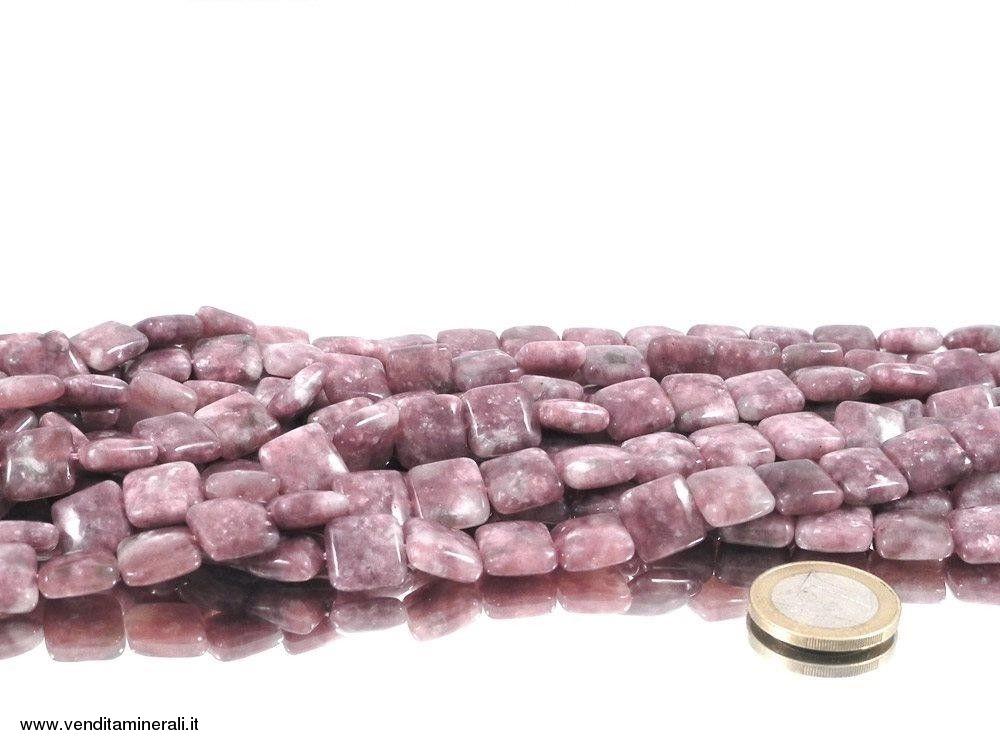 Filo a catena a forma di rettangolo in lepidolite