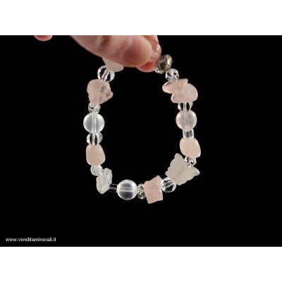 Bracciale al quarzo rosa con perle