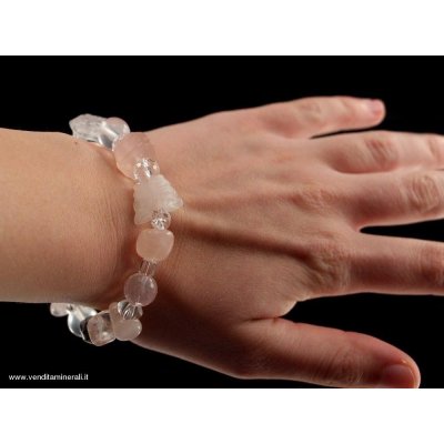 Bracciale al quarzo rosa con perle