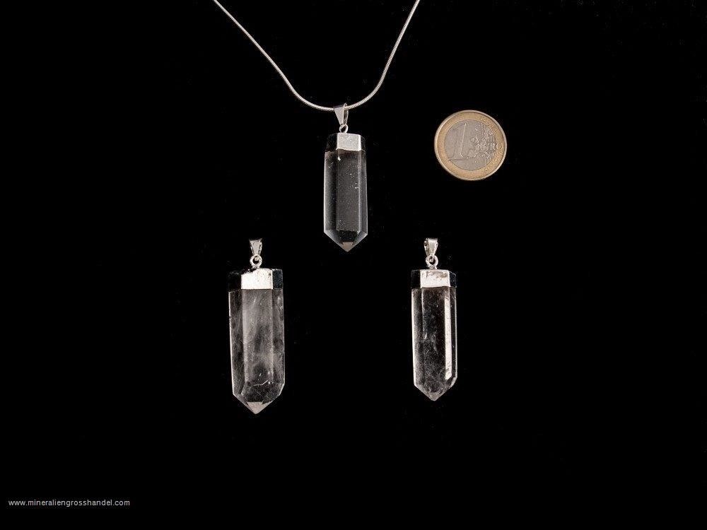 Cristallo di rocca cristallino con gancio argento / oro 1 pezzo