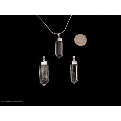 Cristallo di rocca cristallino con gancio argento / oro 1 pezzo