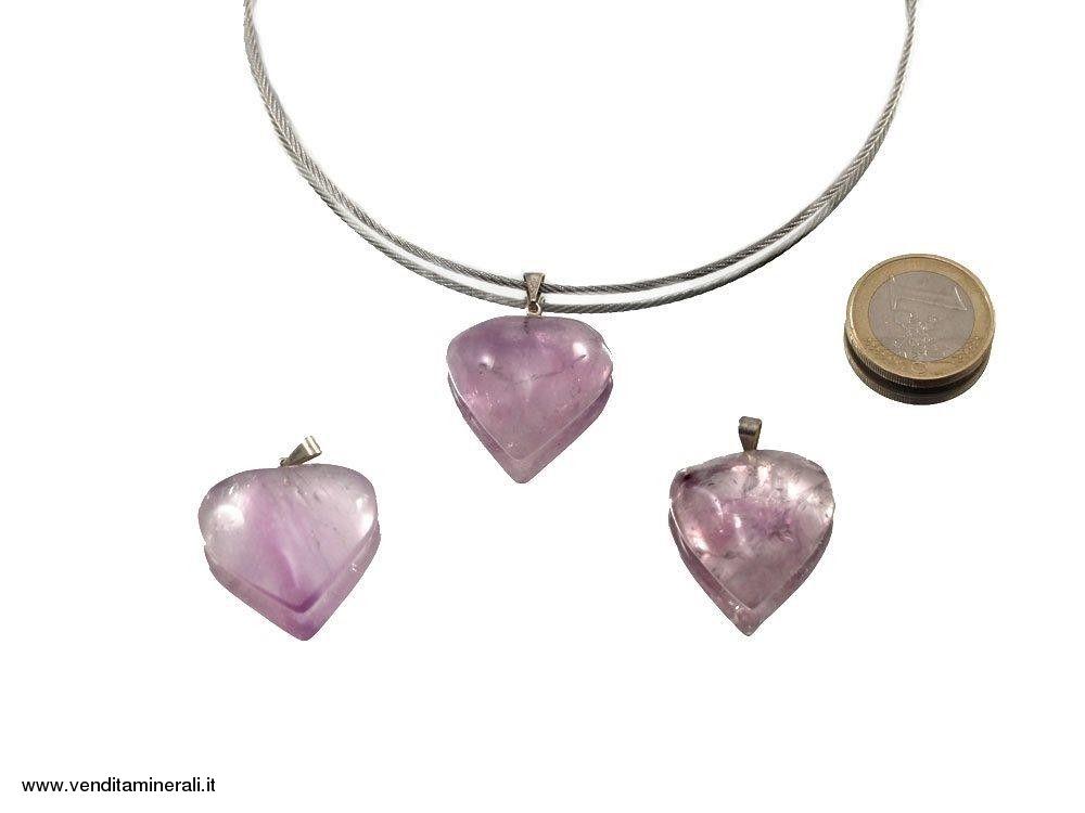 Ciondolo cuore ametista con argento 925 - 1 pezzo