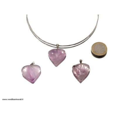 Ciondolo cuore ametista con argento 925 - 1 pezzo